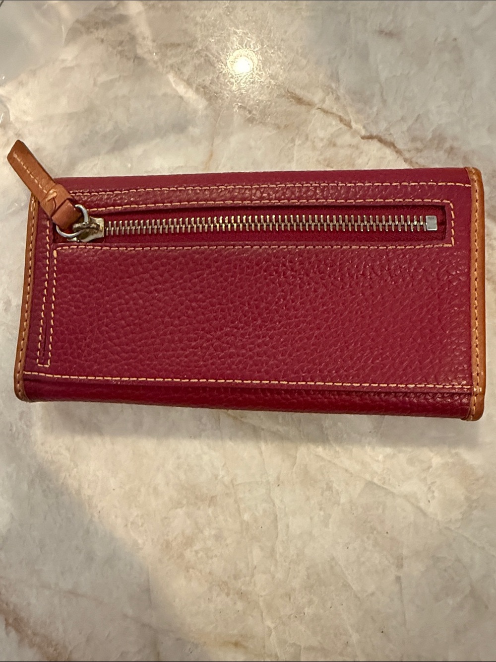 Dooney & Bourke Pebble Grain Leather Wallet Tan Trim H 4" x D .75" x L 7" EUC - Picture 3 of 11